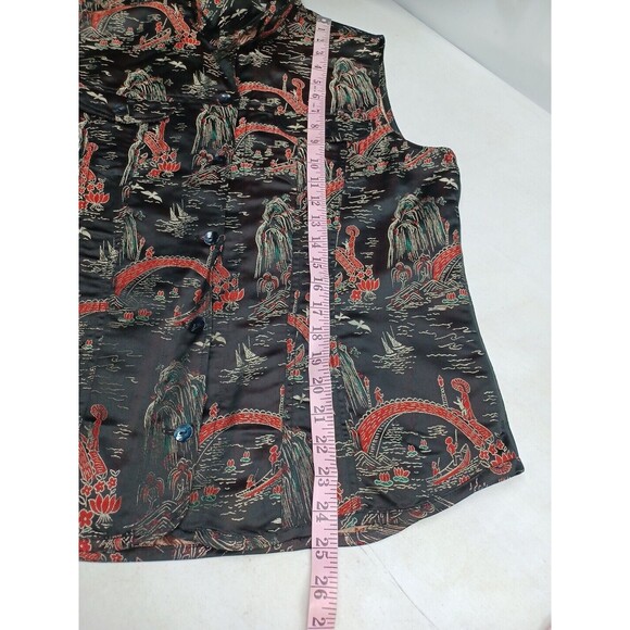 Chico's Art-to-Wear Rayon Silk Chinese Japanese Tapestry Art Vest Jacket Sz 2 - Picture 8 of 10